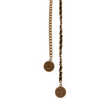 Vintage Chanel CC Medallion Chainlink Leather Belt Black Leather Gold Hardware