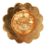 Vintage Chanel CC Logo Pearl Circle Gold Earrings