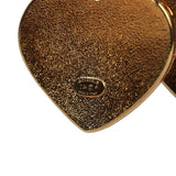 Chanel Gold Hoop CC Blue Denim Heart Dangle Earrings Gold Hardware
