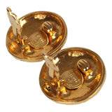 Vintage Chanel Round Coco Mademoiselle Earrings Gold Hardware