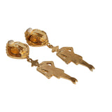 Vintage Chanel Coco Mademoiselle Dangle Earrings Gold Hardware