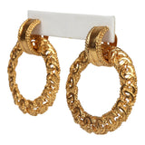 Vintage Chanel Small CC Knocker Hoop Earrings Gold Hardware