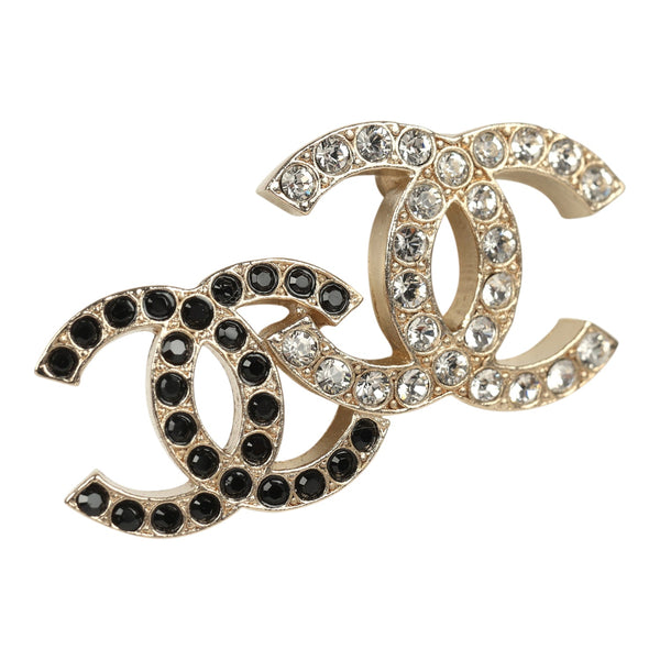CC Crystal Double-Chain Pin earrings - Gold Tone Diamond Earrings Chanel Double C Stud Earrings Chanel  main image 4