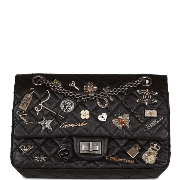 CHANEL Quilted Leather Lucky Charms Reissue Zip Around Wallet Black