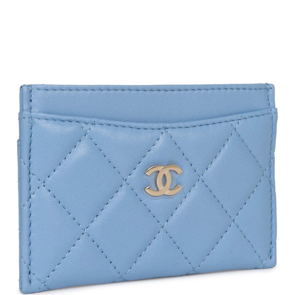 Chanel wallet cocomark Quilted chain flap No. 29 Gold Hardware Blue Leather  CC