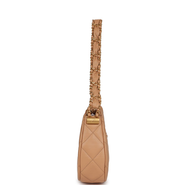 CHANEL 25S HOBO BAG 19 CM IN WHITE LAMBSKIN WITH GOLD HARDWARE
