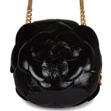 Chanel Camellia Clutch with Chain Black Shiny Calfskin Gold Hardware