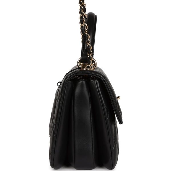 CC CLASSIC SMALL ZIPPED POUCH 15 BLACK CALFSKIN GOLD ICON