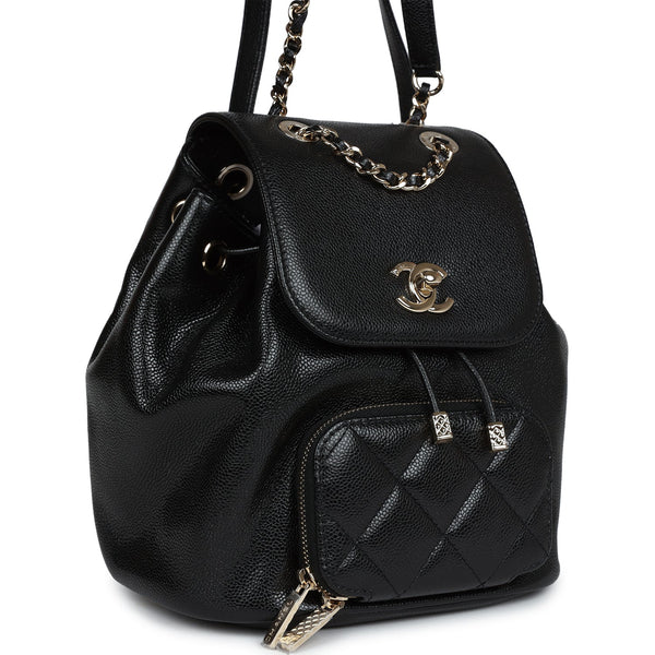 chanel mini business affinity backpack Chanel Small Business Affinity Backpack Black Caviar Light Gold Hardwa
