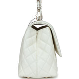 Chanel Medium Coco Handle Flap Bag White Caviar Light Gold Hardware