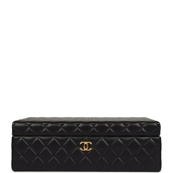 Chanel CC Jewelry Box Black Lambskin Gold Hardware