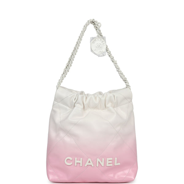 Chanel Mini 22 Pink and White Ombre Calfskin Light Gold Hardware