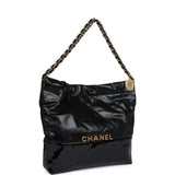 Chanel Small 22 Bag Black Shiny and Patent Calfskin Gold Hardware