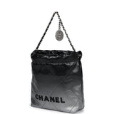 Chanel Mini 22 Bag Black and Silver Ombre Metallic Calfskin Lacquered Metal Hardware