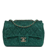 Chanel Mini Flap Bag Green Swarovski Crystal and Green Lambskin Silver Hardware