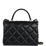 Chanel Small Square Top Handle Flap Bag Black Caviar Light Gold Hardware