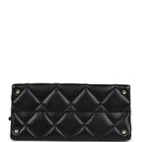 Chanel Small Square Top Handle Flap Bag Black Caviar Light Gold Hardware