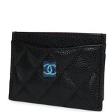 Chanel Classic Card Holder Black Caviar Silver Hardware