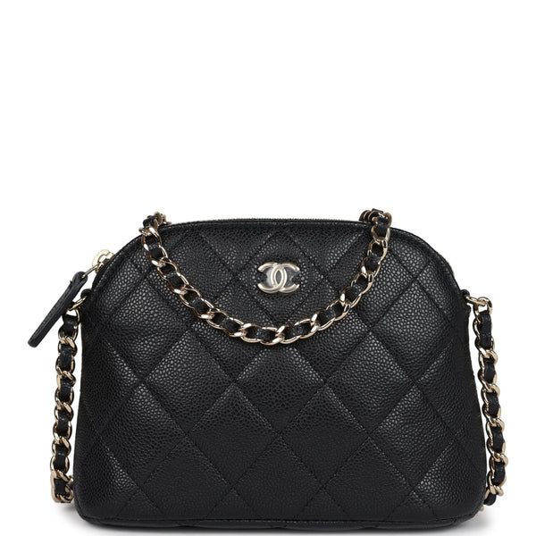 Chanel Mini Clutch with Chain Crossbody Bag Black Caviar Light Gold Ha