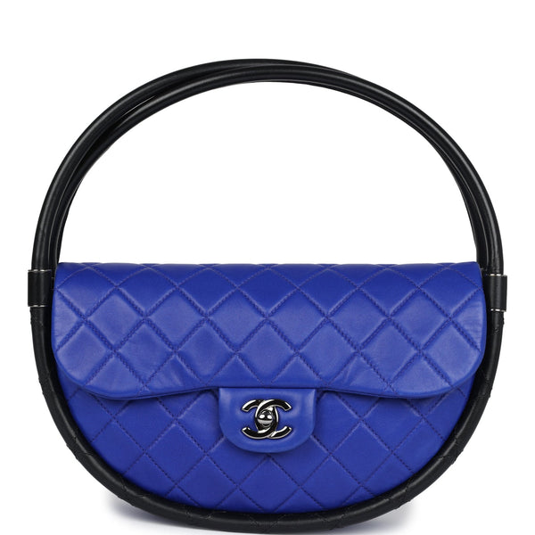 Chanel Small Hula Hoop Bag Dark Blue and Black Lambskin Ruthenium Hard