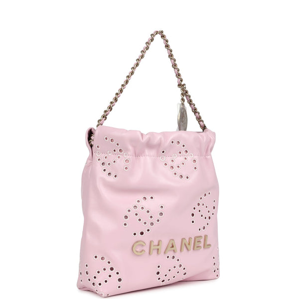 Pink shop by chanel マネキン1体 Chanel Mini 22 Bag Pink Shiny Calfskin Brushed Gold Hardware – New