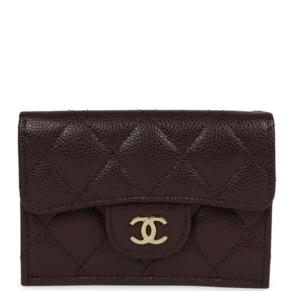 Chanel Small Classic Flap Wallet Dark Brown Shiny Caviar Light