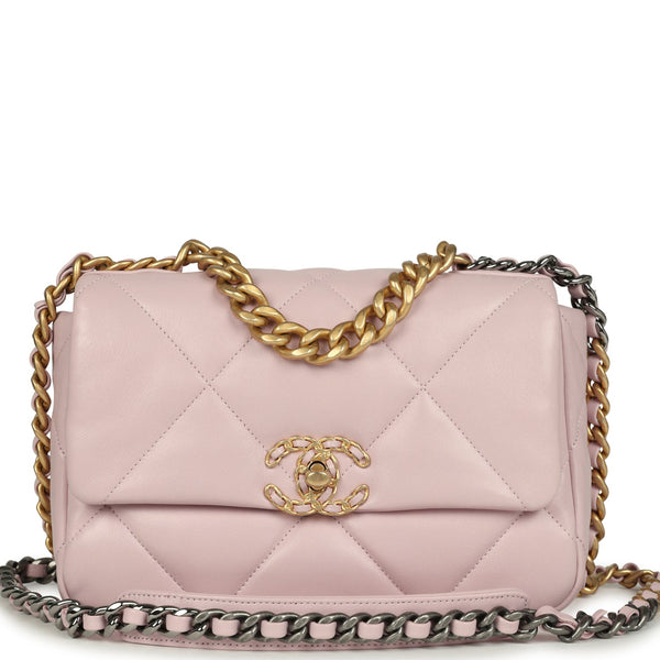 Chanel Medium 19 Flap Bag Light Pink Shiny Lambskin Mixed Metal