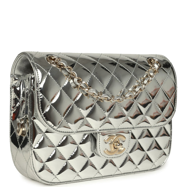Chanel Small Flap Bag & Star Coin Purse Silver Mirror Calfskin and