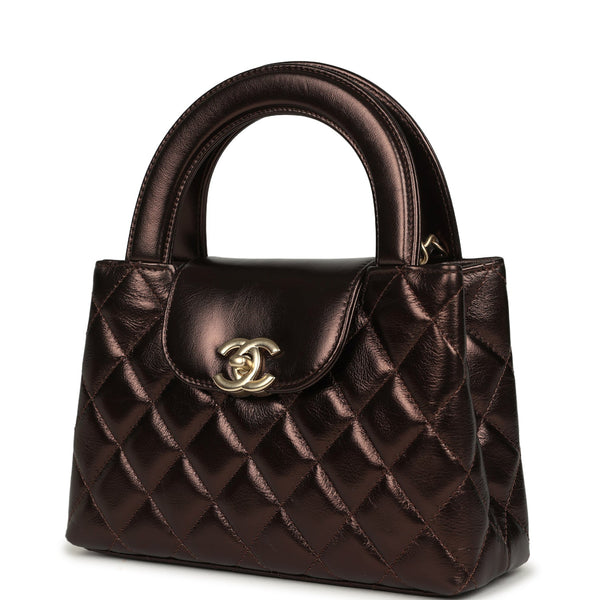 Chanel Small Kelly Shopper Metallic Dark Bronze Calfskin Brushed