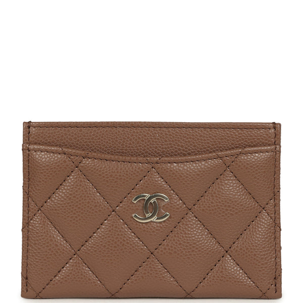 Chanel Classic Card Holder Brown Shiny Caviar Light Gold Hardware
