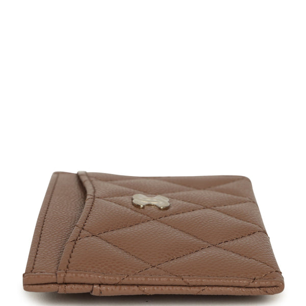 CHANELシャネル☆ブラウン ベージュ ミュール&保管袋・カード Chanel Classic Card Holder Brown Shiny Caviar Light Gold Hardware