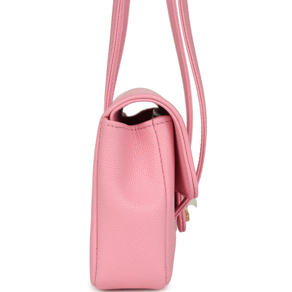 Chanel Mini Preppy Coco Clutch with Straps Pink Shiny Caviar Brushed G
