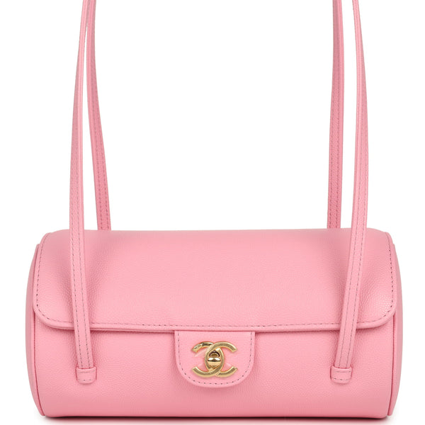 Chanel Preppy Coco Bowling Bag Pink Shiny Caviar Brushed Gold Hardware