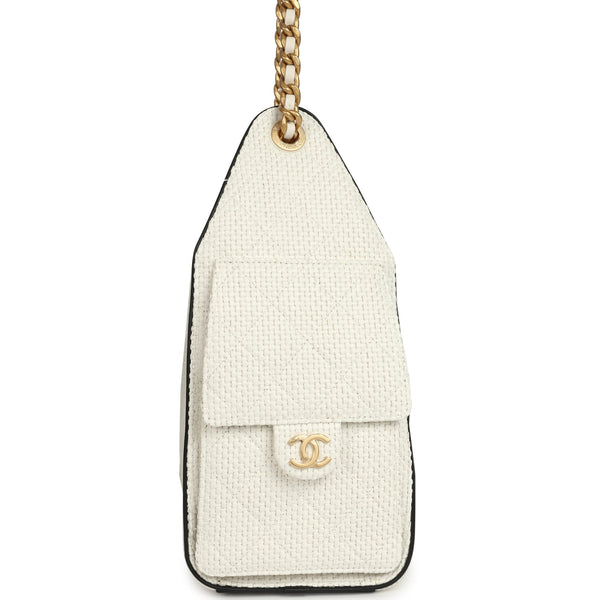 Chanel Small 25 Hobo Bag White Raffia and Black Calfskin Antique