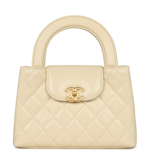 Chanel Small Kelly Shopper Light Beige Shiny Aged Calfskin Brushed Gol