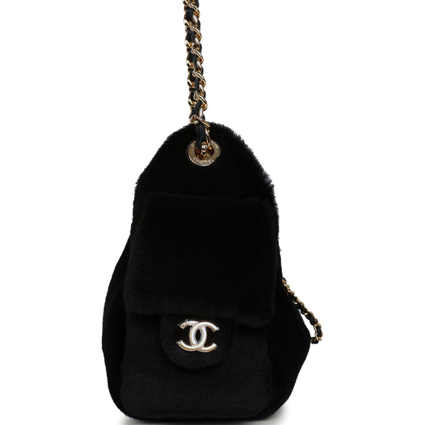 Chanel Mini 25 Hobo Bag Black Pony Hair Gold Hardware