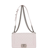 Pre-owned Chanel Medium Boy Bag Light Pink Caviar Silver Hardware