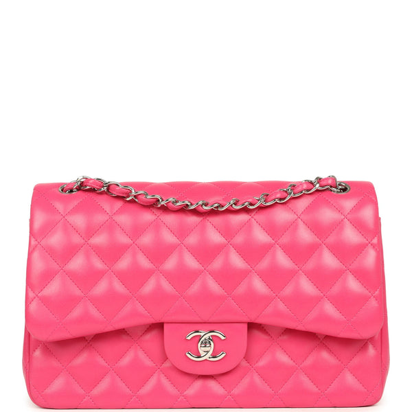 Pre-owned Chanel Jumbo Classic Double Flap Pink Lambskin Silver Hardwa