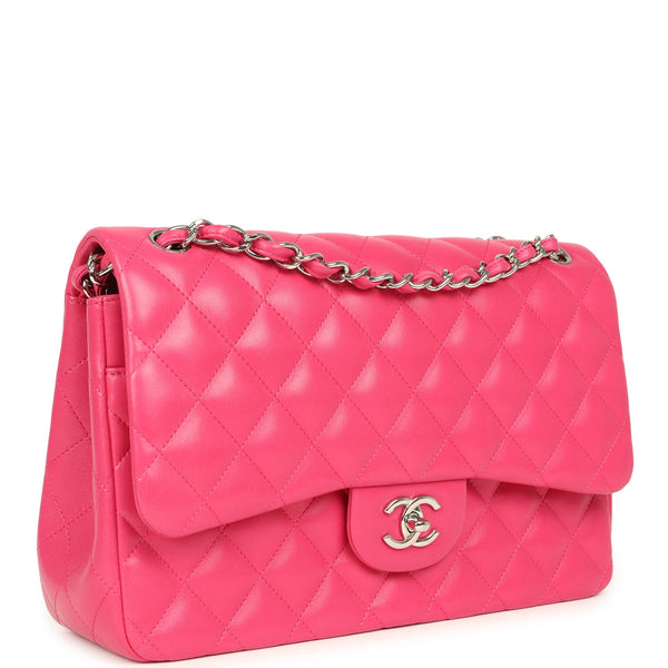 Pre-owned Chanel Jumbo Classic Double Flap Pink Lambskin Silver Hardwa