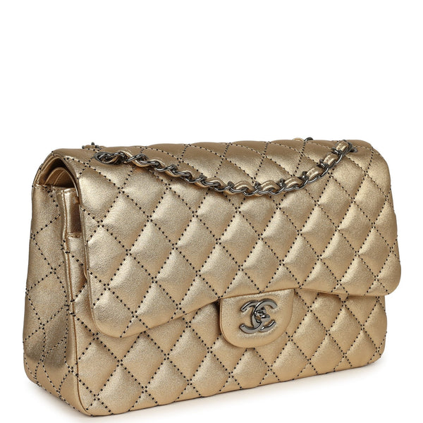 GOLDEA &シャネルバッグ Chanel Jumbo Classic Double Flap Bag Gold Metallic Lambskin Ruthenium