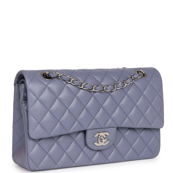 Chanel Blue Quilted Lambskin Medium Classic Double Flap Bag Silver Hardware  – Madison Avenue Couture