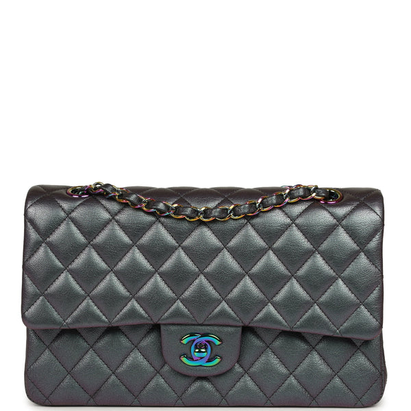 CHANEL レアアイテム MODERN RENAISSANCE 2012/13 Pre-owned Chanel Medium Classic Double Flap Bag Iridescent Purple Goat