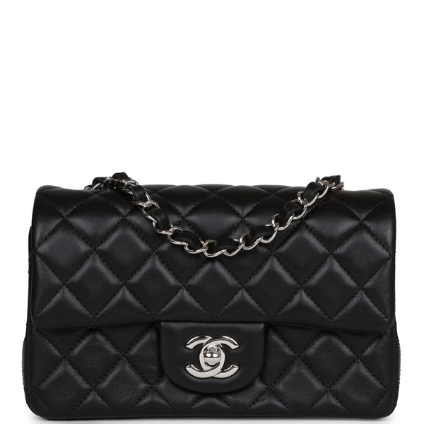 CHANEL-Matrasse-Lamb-Skin-Classic-Mini-Pouch-Black-Silver-Hardware