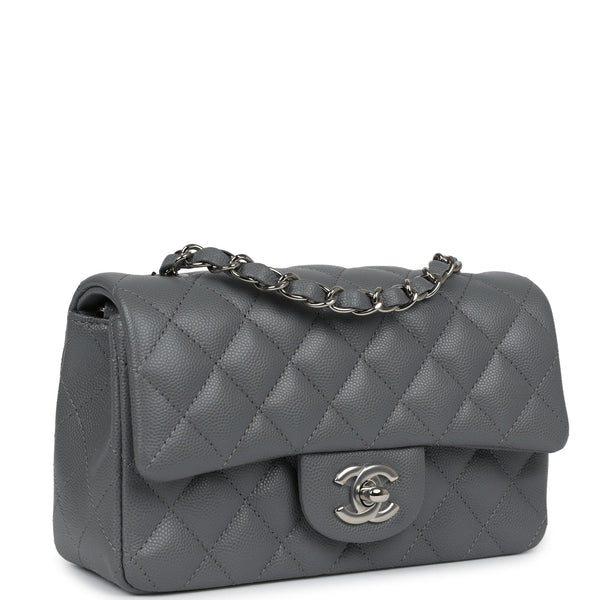 CHANEL サイズ　36　グレー Chanel Mini Rectangular Flap Bag Dark Grey Caviar Silver Hardware