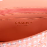 Chanel Mini Rectangular Top Handle Flap Bag Coral Tweed Light Gold Hardware