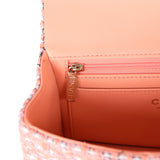 Chanel Mini Rectangular Top Handle Flap Bag Coral Tweed Light Gold Hardware