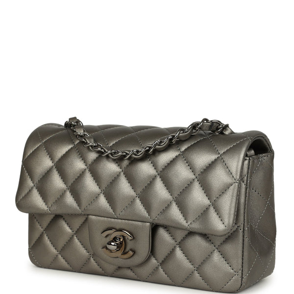 Chanel Mini Classic Rectangular Flap Bag Dark Silver Calfskin