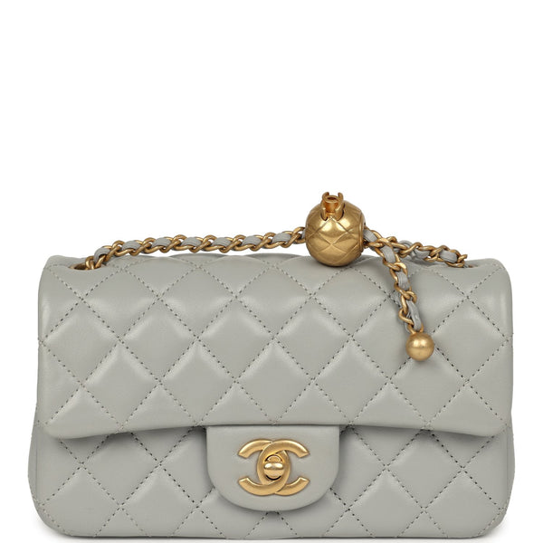 Pre-owned Chanel Mini Pearl Crush Rectangular Flap Bag Grey Lambskin B