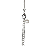 Chanel Silver Metal, White Strass, and White Pearl Logo and Hearts Sautoir Necklace