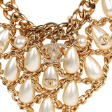 Pre-owned Chanel Layered Pearl Cluster Necklace Gold Hardware